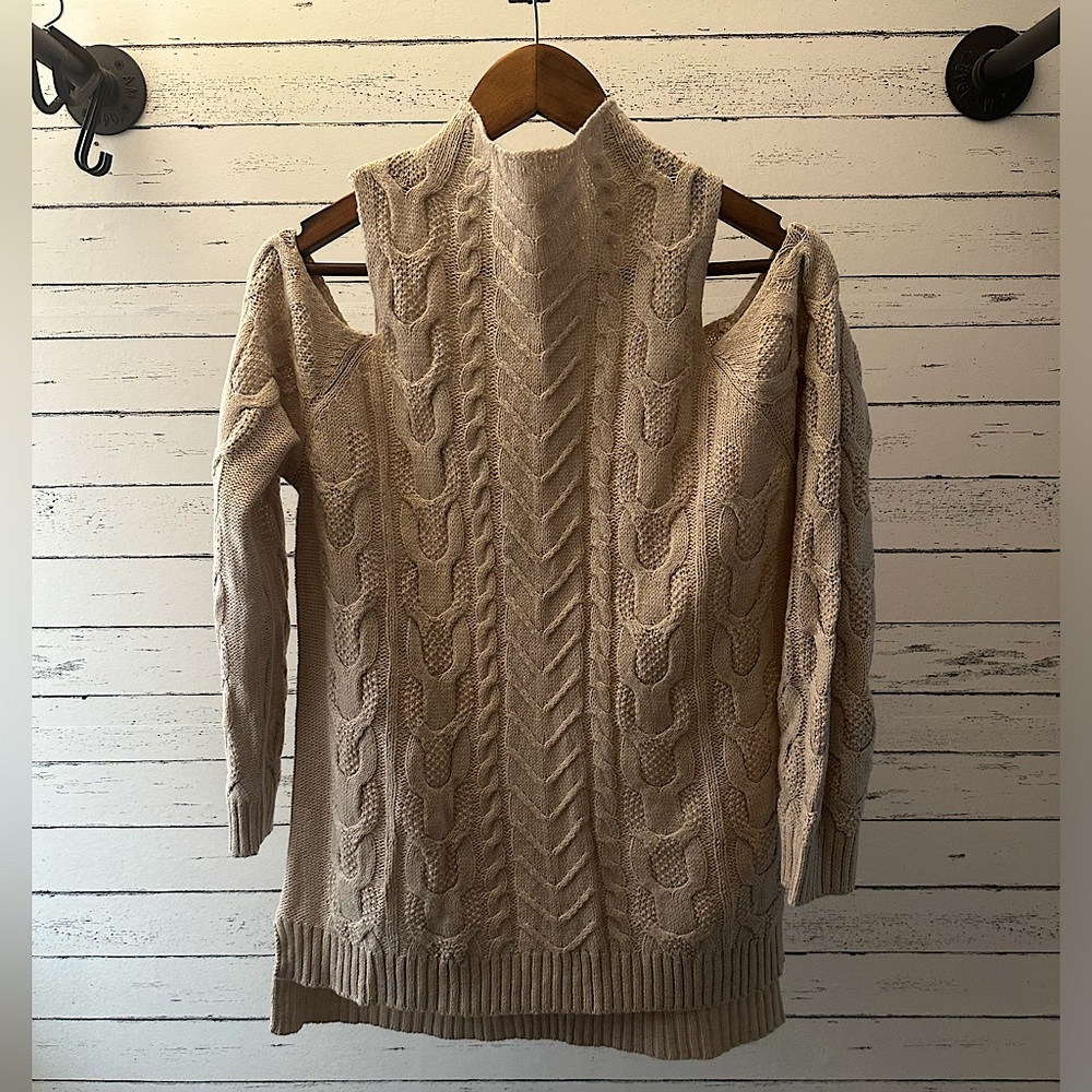 NY & Company Mock Neck Cold Shoulder Top
